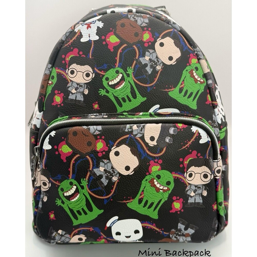 Funko Pop Ghostbusters Mini Backpack Slimer Stay Puft 2020 Black Faux Leather
